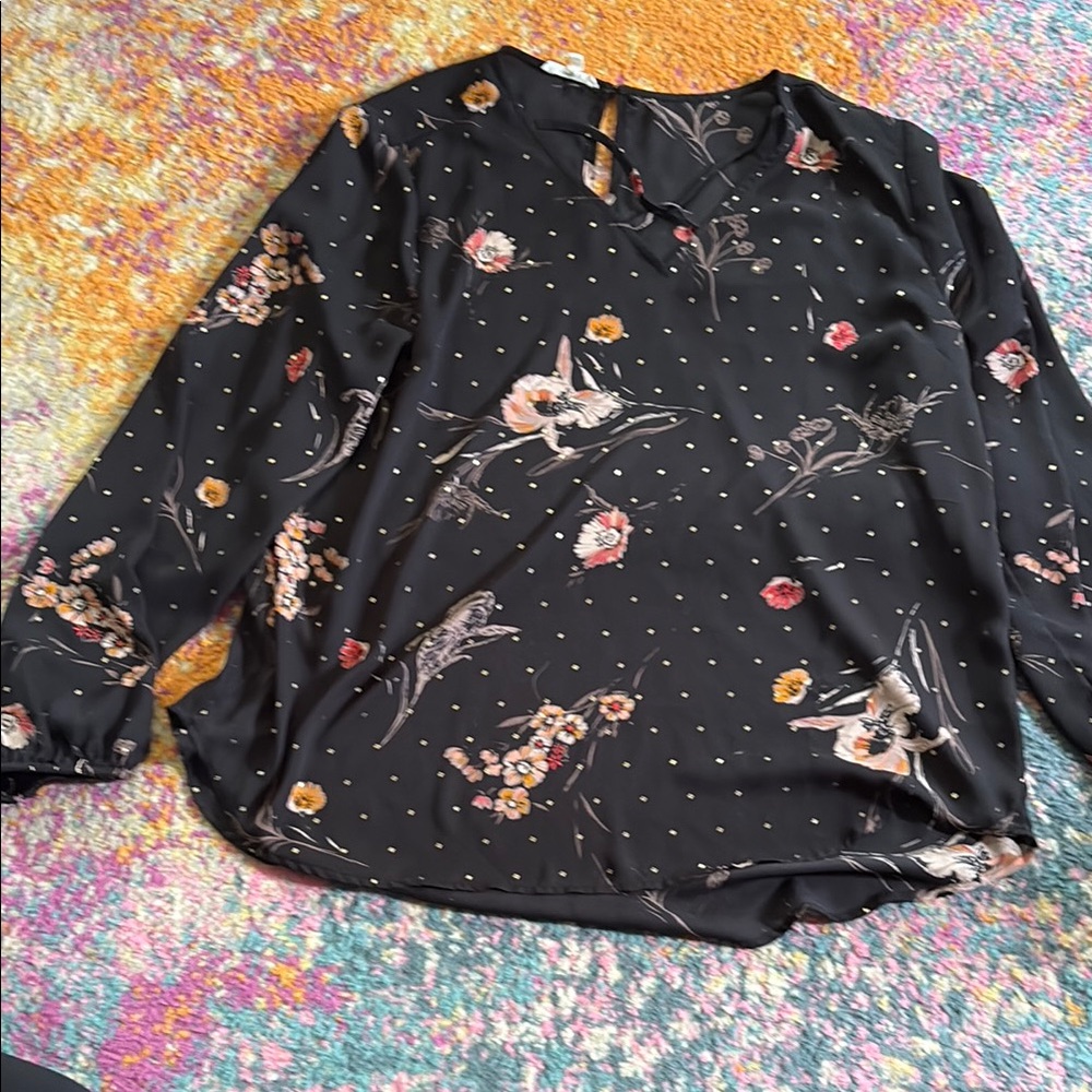 Maurice’s Floral Black Blouse